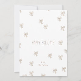 Moderne witte en beige Multi-Bow Holiday Kaart