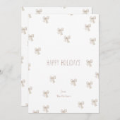 Moderne witte en beige Multi-Bow Holiday Kaart (Voorkant / Achterkant)