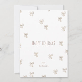 Moderne witte en beige Multi-Bow Holiday Kaart