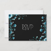 Moderne witte en blauwe bloemen bruiloft RSVP kaartje (Achterkant)