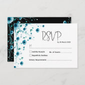 Moderne witte en blauwe bloemen bruiloft RSVP kaartje (Voorkant / Achterkant)
