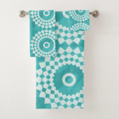 Moderne Witte en Blauwe Mandala Bad Handdoek (Insitu)