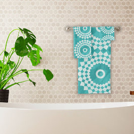 Moderne Witte en Blauwe Mandala Bad Handdoek