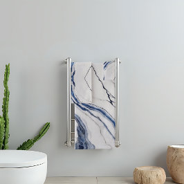 Moderne witte en blauwe minimalistische marmer bad handdoek