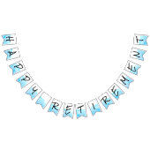 Moderne witte en blauwe Waterverf Happy Retirement Vlaggetjes (Alle)