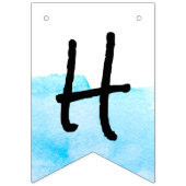 Moderne witte en blauwe Waterverf Happy Retirement Vlaggetjes (Eerste vlag)