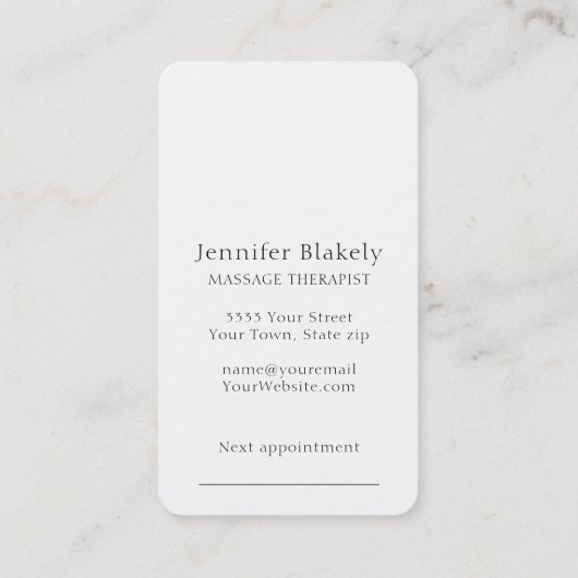 Moderne witte en Blauwgroen kaart Afsprakenkaartje (Achterkant)