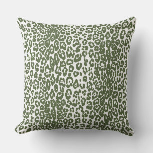 Moderne witte en donkergroene luipaard print buitenkussen