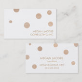 Moderne witte en Faux Gold Chic Confetti Stippen Visitekaartje (Voorkant / Achterkant)