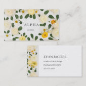Moderne, witte en gele bloemontwerp visitekaartje (Voorkant / Achterkant)