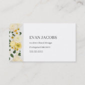 Moderne, witte en gele bloemontwerp visitekaartje (Achterkant)