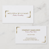 Moderne witte en geometrische gouden accenten visitekaartje (Voorkant / Achterkant)