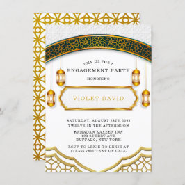Moderne Witte en Gold Islamic Engagement Party Kaart