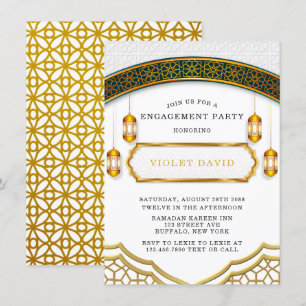 Moderne Witte en Gold Islamic Engagement Party Kaart