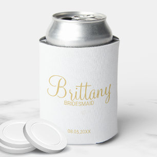 Moderne witte en goudbridesmaïden blikjeskoeler