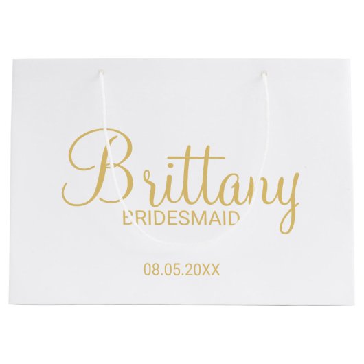 Moderne witte en goudbridesmaïden groot cadeauzakje (Voorkant)
