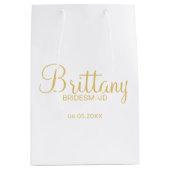 Moderne witte en goudbridesmaïden medium cadeauzakje (Voorkant)