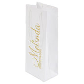 Moderne witte en goudbridesmaïden wijn cadeautas (Voorkant Gekanteld)