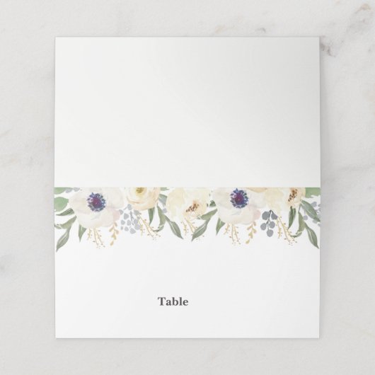 Moderne Witte en Gouden Bloemenplaatskaart Plaatskaartje (Buitenkant ongevouwen)