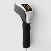 Moderne witte en gouden gemarmerde monogramnaam golfheadcover (Schuin)