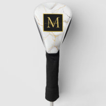 Moderne witte en gouden gemarmerde monogramnaam