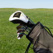 Moderne witte en gouden gemarmerde monogramnaam golfheadcover (Insitu)
