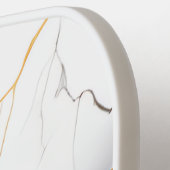 Moderne witte en gouden gemarmerde monogramnaam pickleball paddle (Links Detail)