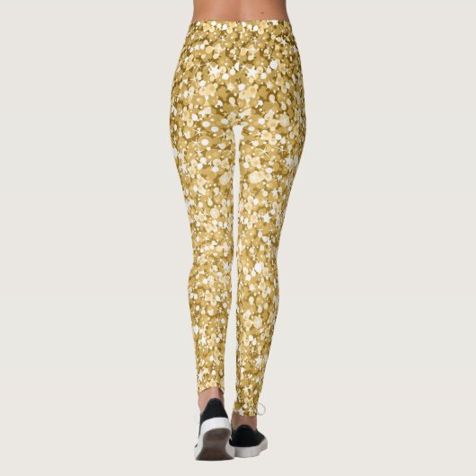 Moderne witte en gouden glitter leggings (Achterkant)