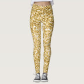Moderne witte en gouden glitter leggings (Voorkant)