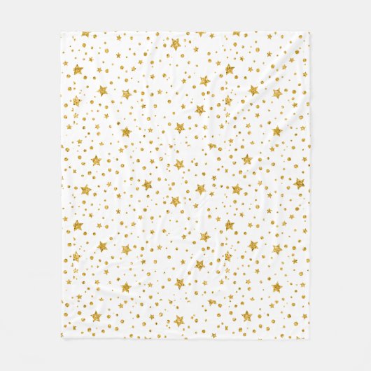 Moderne witte en gouden hemelsterren fleece deken (Voorkant)