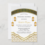Moderne witte en gouden islamitische trouwfeest kaart (Voorkant)