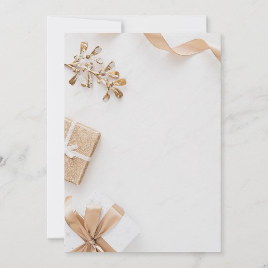 Moderne witte en gouden kerstfeestdag kaart (Achterkant)