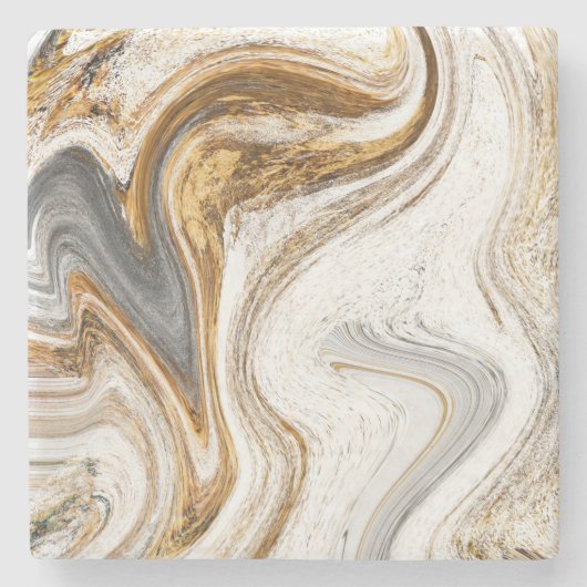 Moderne witte en gouden marmer stenen onderzetter (Voorkant)