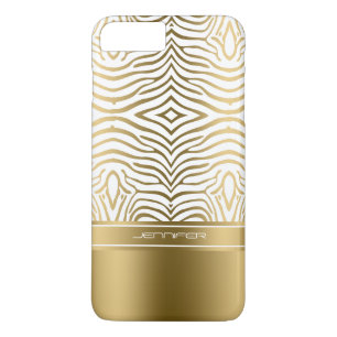 Moderne witte en gouden zebrastrepen 	iPhone 8/7 plus hoesje