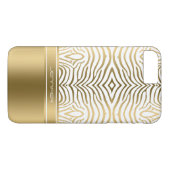 Moderne witte en gouden zebrastrepen Case-Mate iPhone case (Achterkant (Horizontaal))