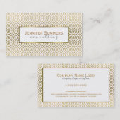 Moderne witte en goudgeometrische patronen visitekaartje (Voorkant / Achterkant)