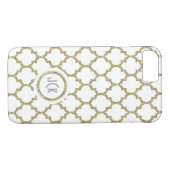 Moderne witte en goudhoudende geometrische quatref Case-Mate iPhone case (Achterkant (Horizontaal))