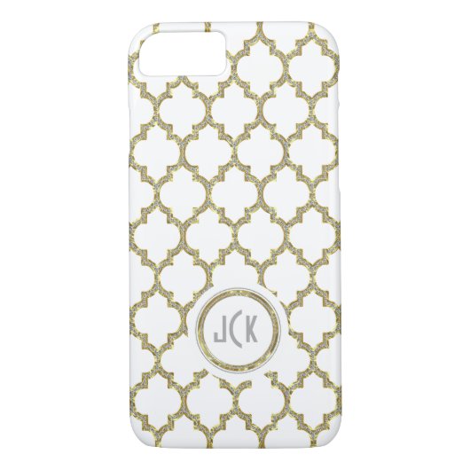 Moderne witte en goudhoudende geometrische quatref Case-Mate iPhone case (Achterkant)