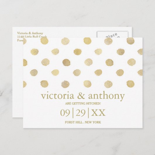 Moderne witte en goudkleurige pols besparen de dat aankondigingskaart (Voorkant / Achterkant)