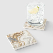 Moderne witte en goudmarmer stenen onderzetter (Zijkant)