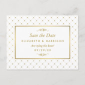 Moderne witte en goudolie-effect Bespaar de datum Aankondigingskaart (Voorkant)