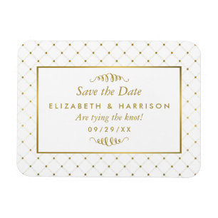 Moderne witte en goudolie-effect Bespaar de datum Magneet