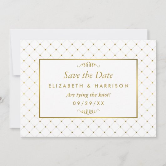 Moderne witte en goudolie-effect Bespaar de datum Save The Date (Voorkant)