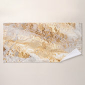 Moderne witte en goudpenseel gekleurde achtergrond badhanddoek (Badhanddoek)