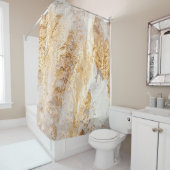 Moderne witte en goudpenseel gekleurde achtergrond douchegordijn (In situ)