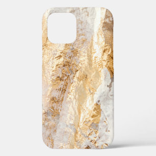 Moderne witte en goudpenseel gekleurde achtergrond iPhone 12 hoesje