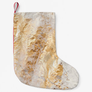 Moderne witte en goudpenseel gekleurde achtergrond kleine kerstsok