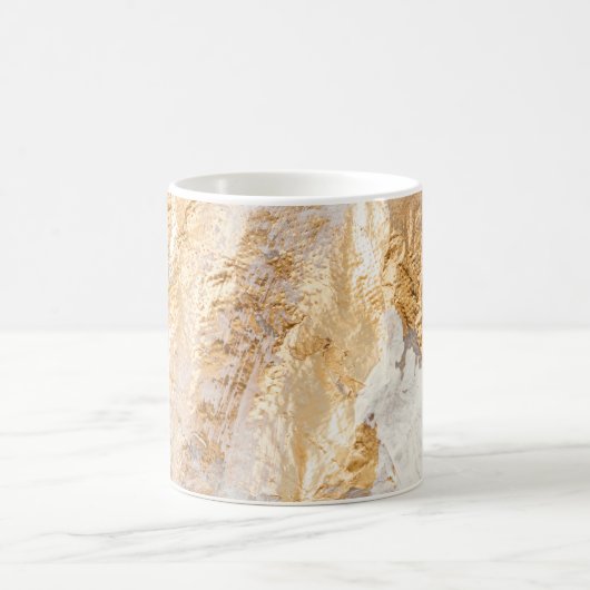 Moderne witte en goudpenseel gekleurde achtergrond koffiemok (Center)