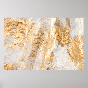 Moderne witte en goudpenseel gekleurde achtergrond poster