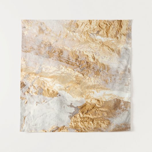 Moderne witte en goudpenseel gekleurde achtergrond wandkleed (Voorkant (horizontaal))